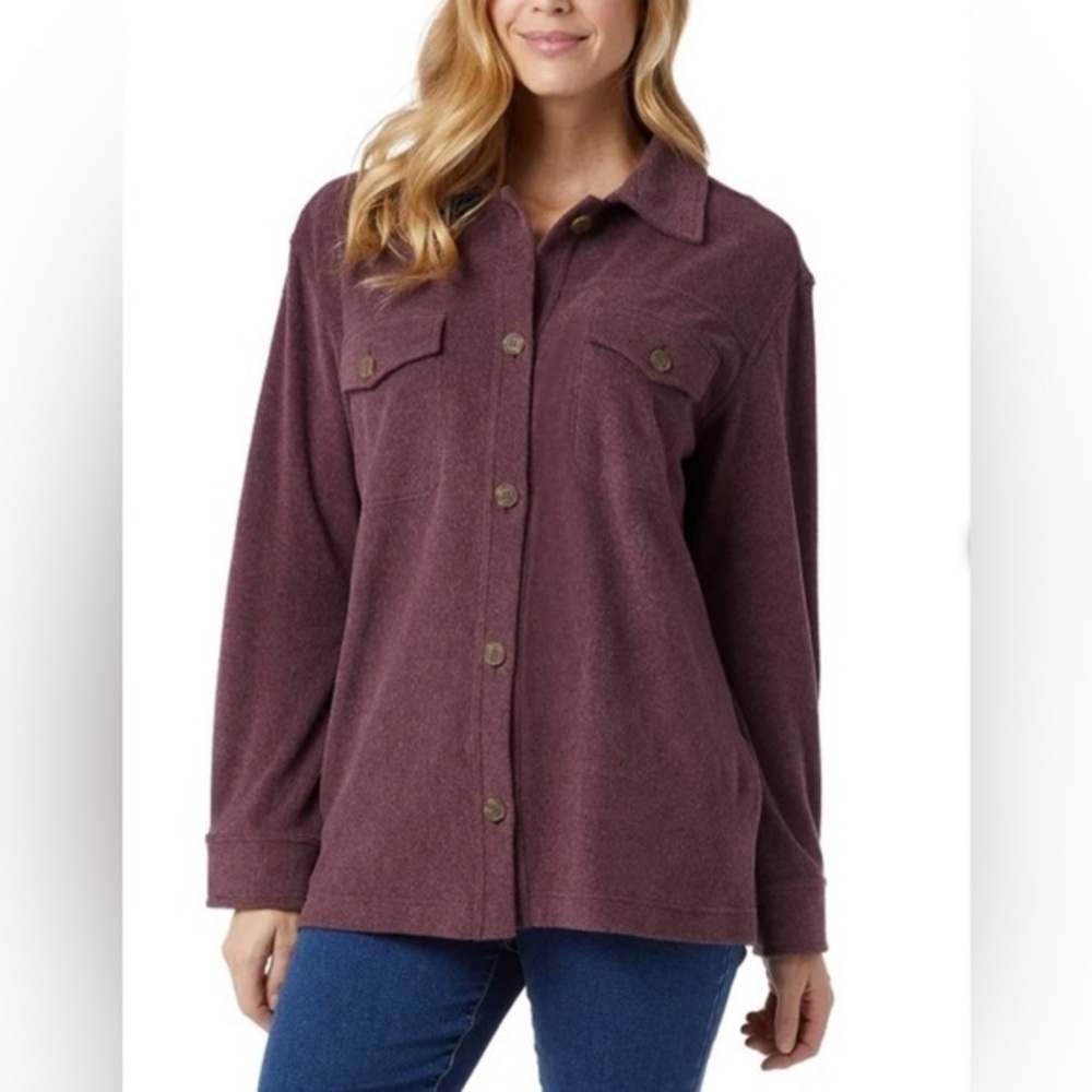 32 Degrees Purple Button-Down Shirt Jacket
